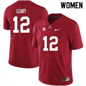 NCAA Women's Alabama Crimson Tide #12 Christian Leary Stitched College 2021 Nike Authentic Crimson Football Jersey VO17E55HO
